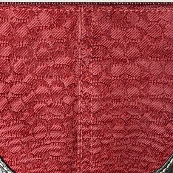 Vintage Coach Wristlet Wallet Red Signature C Canvas Brown Leather Y2K - Picture 5 of 8